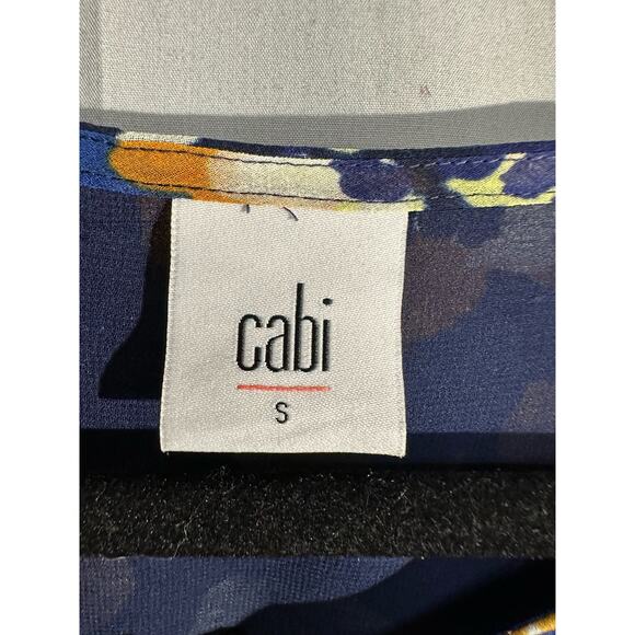 Cabi Top Women Small Blue Floral Lydia Retro Chiffon Cottage Office Boho Capsule - Picture 2 of 7
